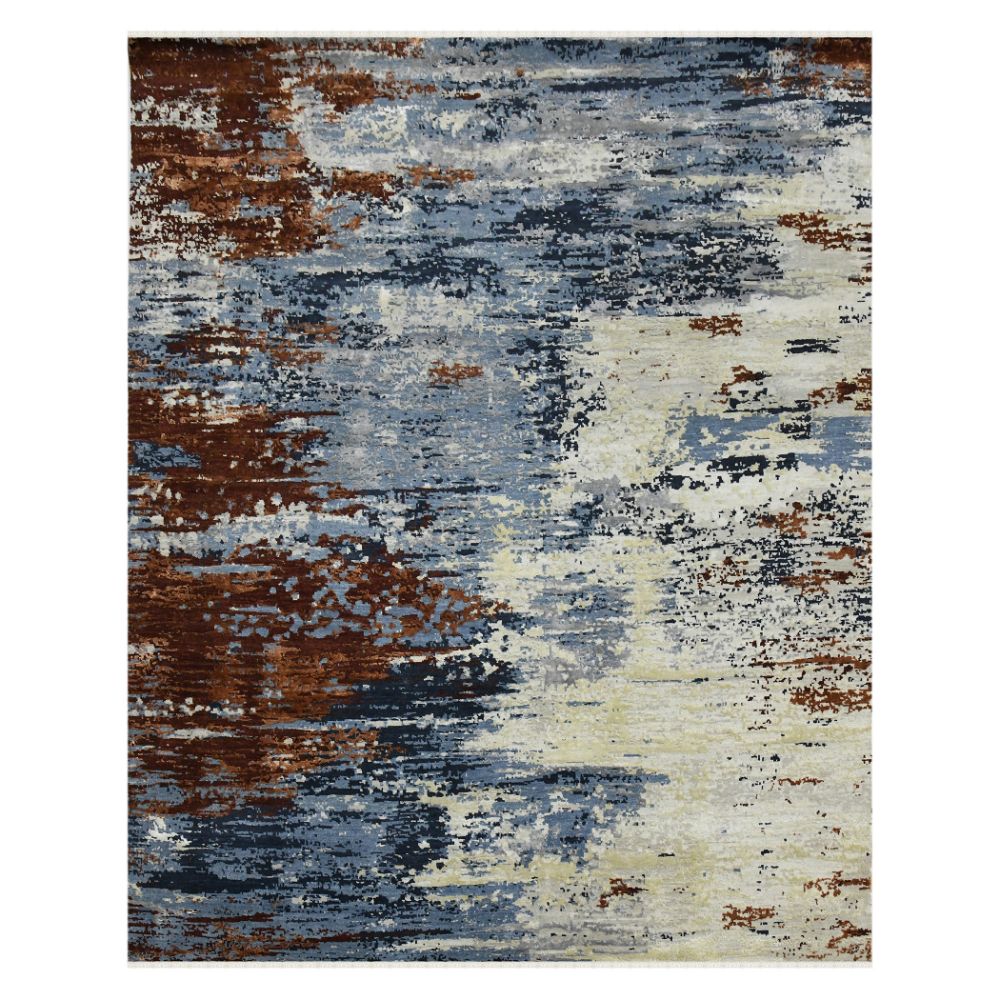 Amer Rugs HRM-2 Hermitage Beatrice Blue/Rust Brown Hand-Knotted Wool/Viscose Area Rug 2