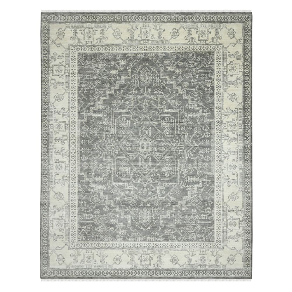 Amer Rugs NUI-4 Nuit Arabe Roselle Silver Hand-Knotted Wool Area Rug 2
