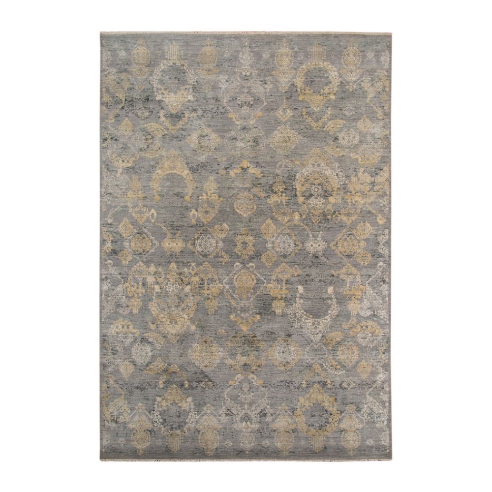 Amer Rugs PEA-9 Pearl Soledad Gray/Gold Hand-Knotted Wool/Silk Area Rug 8