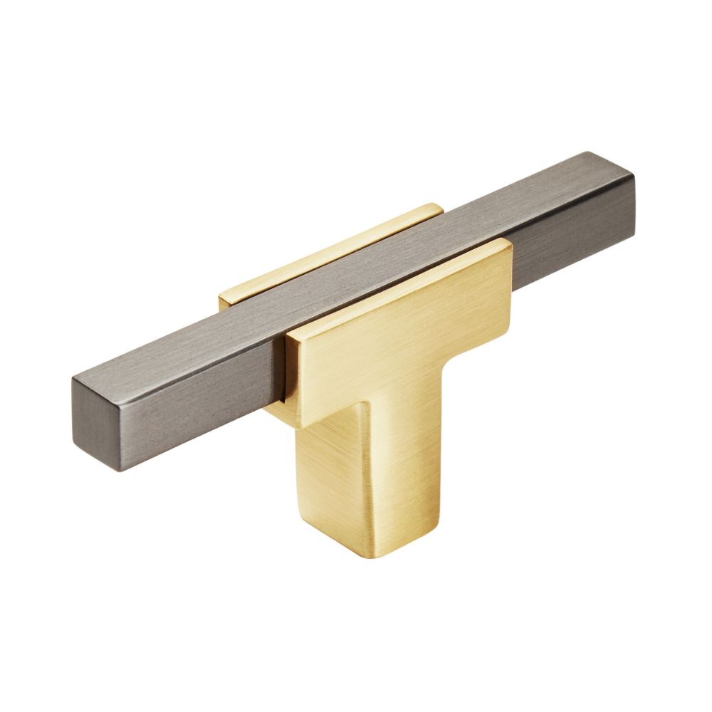Amerock BP67BGLBCR Urbanite 2-5/8 in (67 mm) Length Brushed Gold/Black Chrome Cabinet Knob