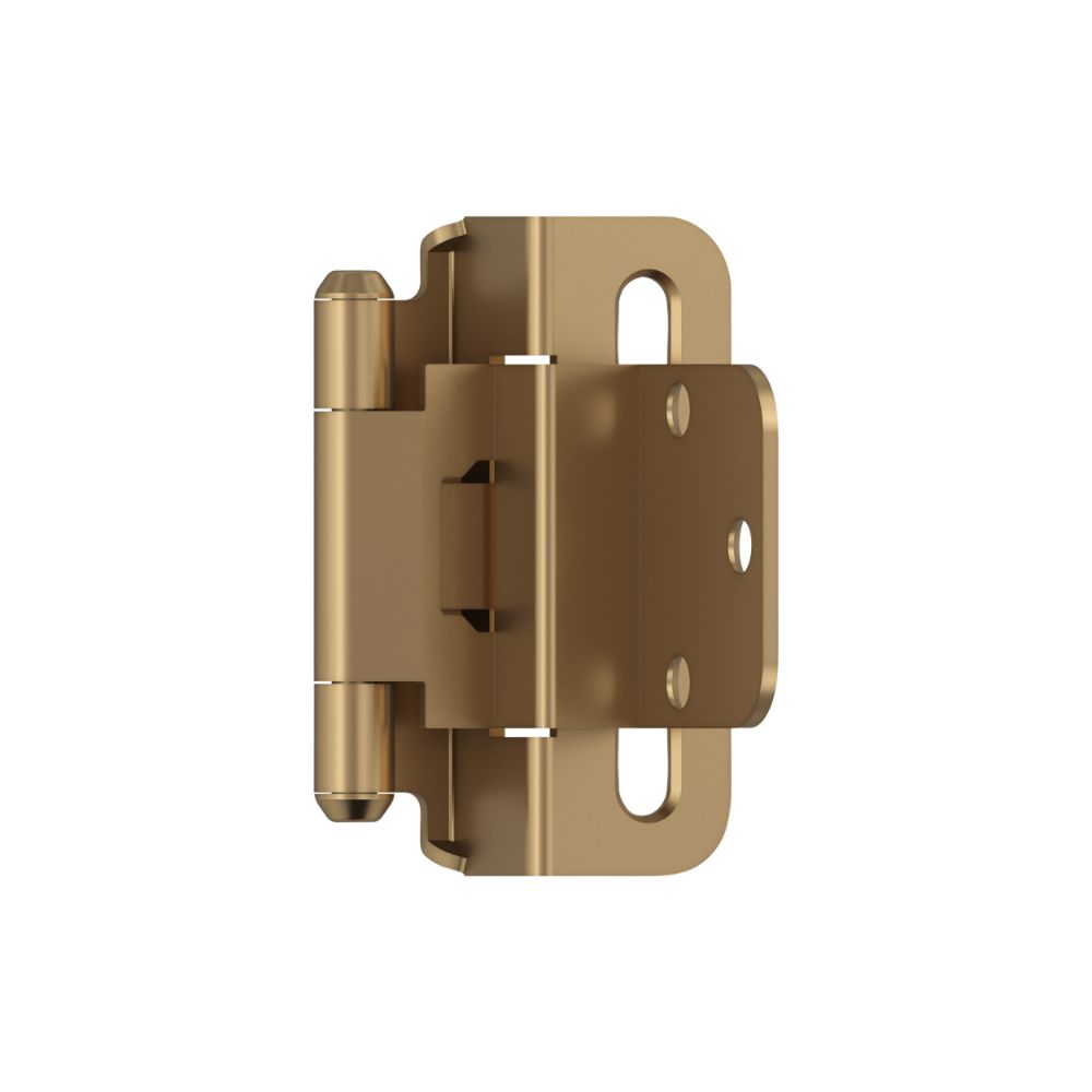 Amerock BPR7565CZ 3/8 inch (10mm) Inset Self Closing Partial Wrap Champagne Bronze Cabinet Hinge - 1 Pair