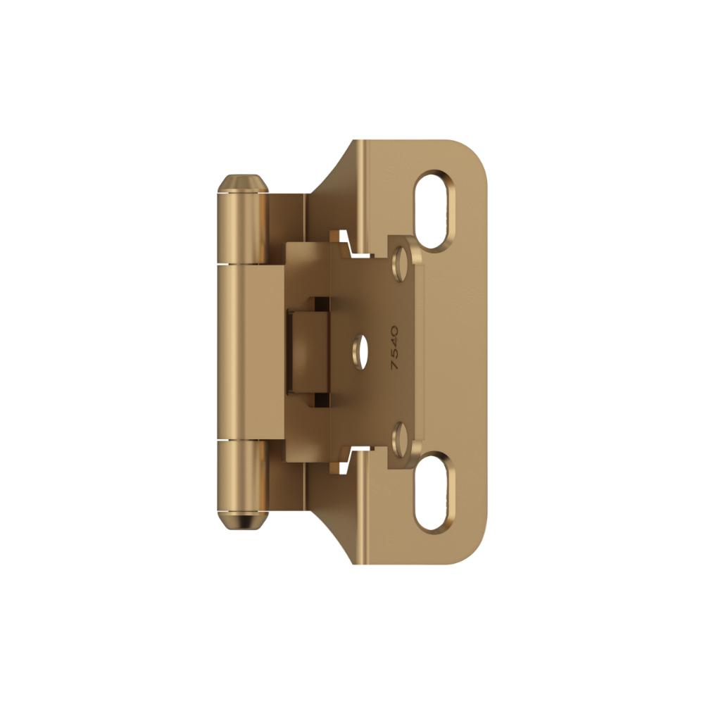 Amerock BPR7566CZ 1/4 inch (6mm) Overlay Self Closing Partial Wrap Champagne Bronze Cabinet Hinge - 1 Pair