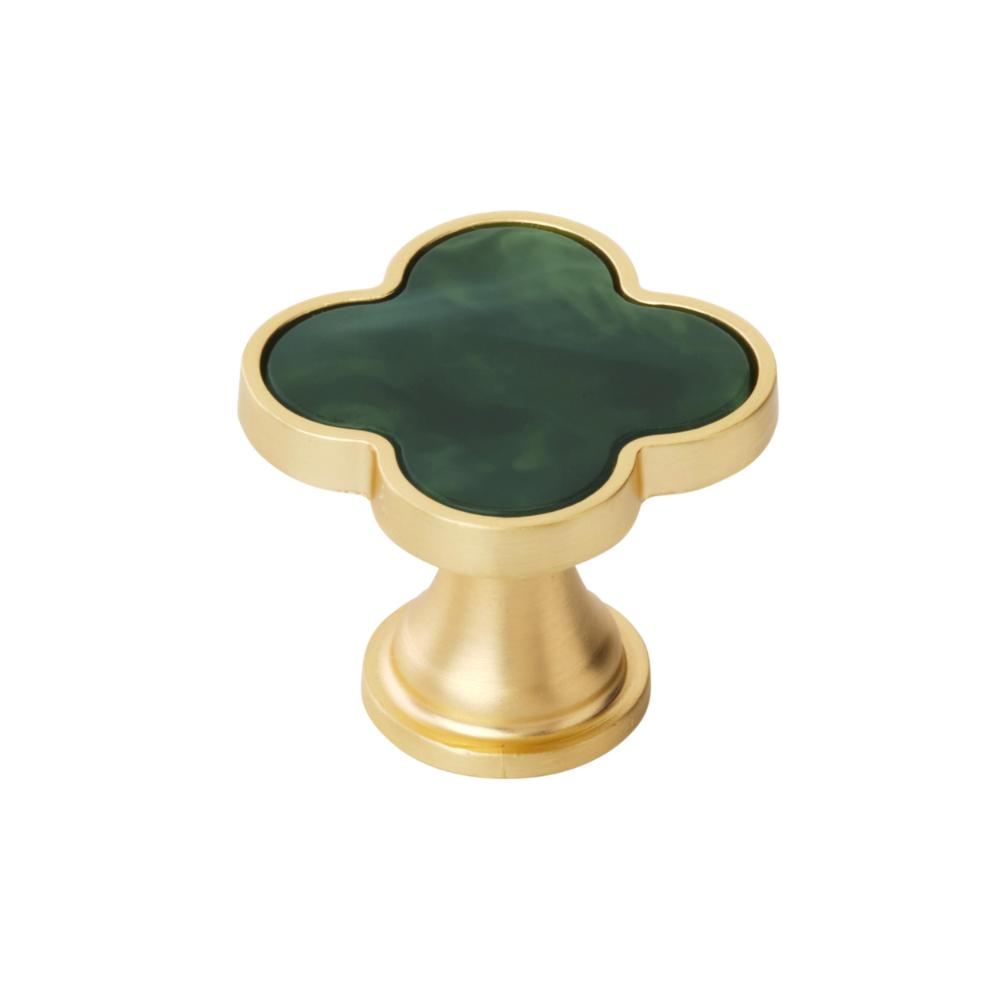 Amerock 2PK36970EMG Accents 1-1/4 inch (32mm) Length Gold/Emerald Green Cabinet Knob - 2 Pack