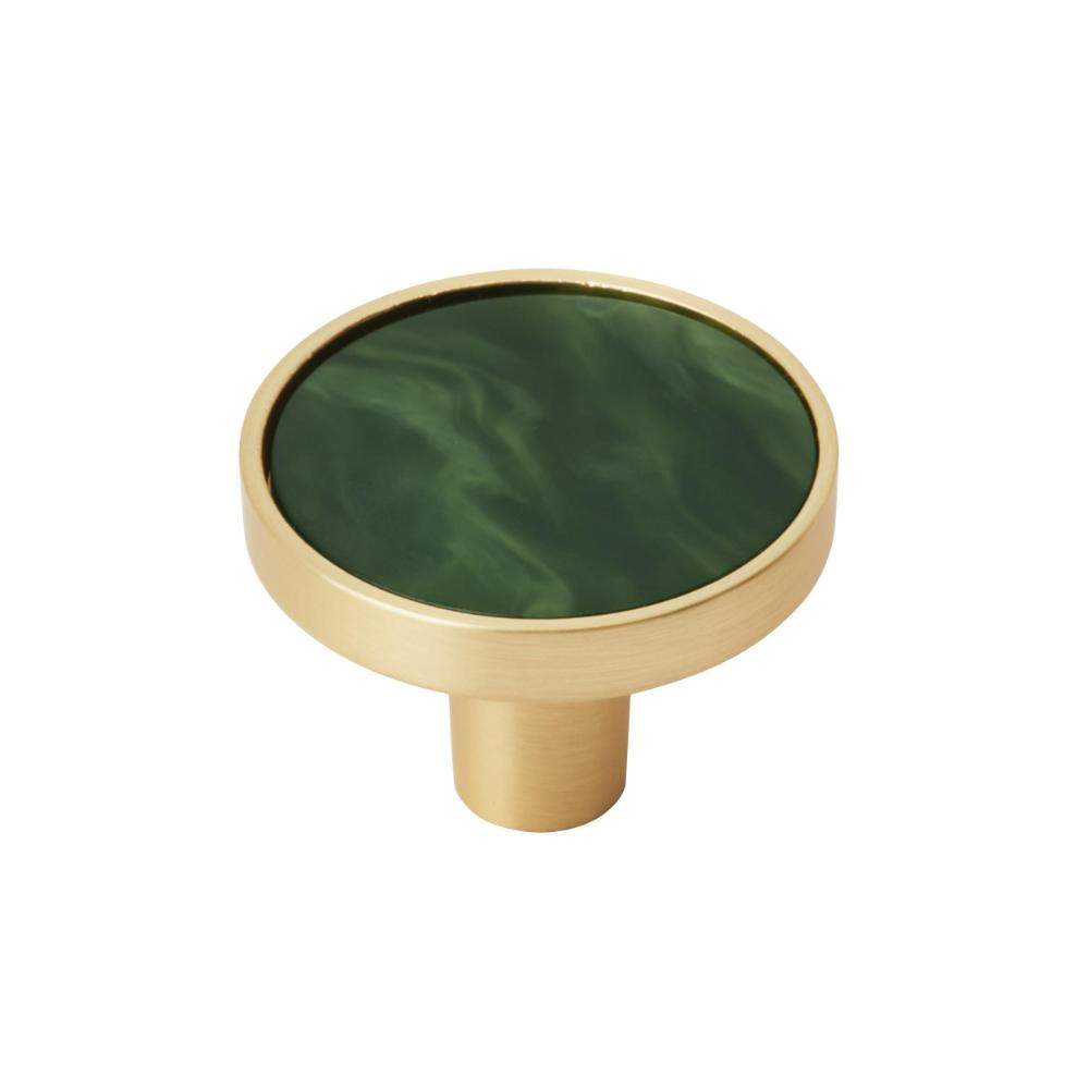 Amerock 2PK36971EMG Accents 1-1/4 inch (32mm) Diameter Gold/Emerald Green Cabinet Knob - 2 Pack