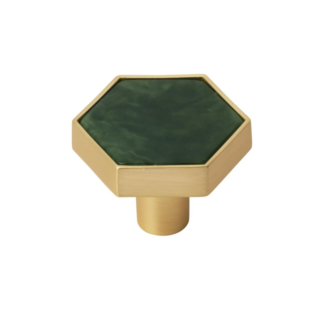 Amerock 2PK36973EMG Accents 1-5/16 inch (33mm) Length Gold/Emerald Green Cabinet Knob - 2 Pack