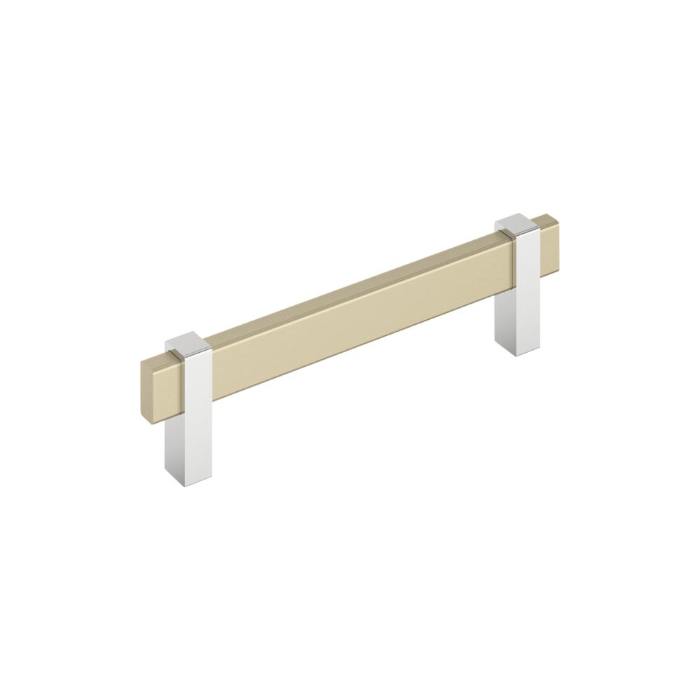 Amerock BP36724BBZ26 Mulino 5-1/16 inch (128mm) Center-to-Center Golden Champagne/Polished Chrome Cabinet Pull