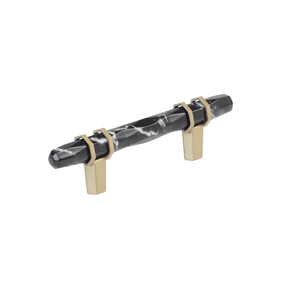 Amerock BP36639MBKBBZ Carrione 3 inch (76mm) Center-to-Center Marble Black/Golden Champagne Cabinet Pull