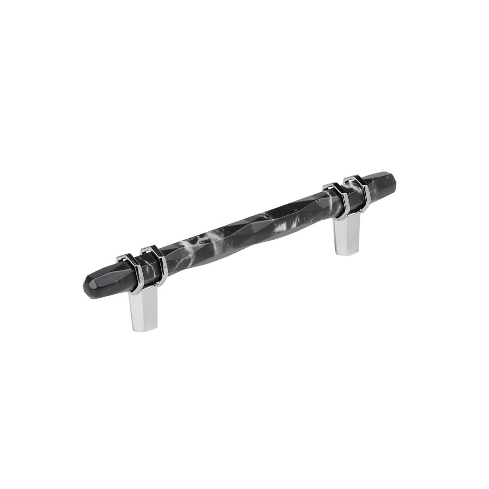Amerock BP36649MBK26 Carrione 5-1/16 inch (128mm) Center-to-Center Marble Black/Polished Chrome Cabinet Pull