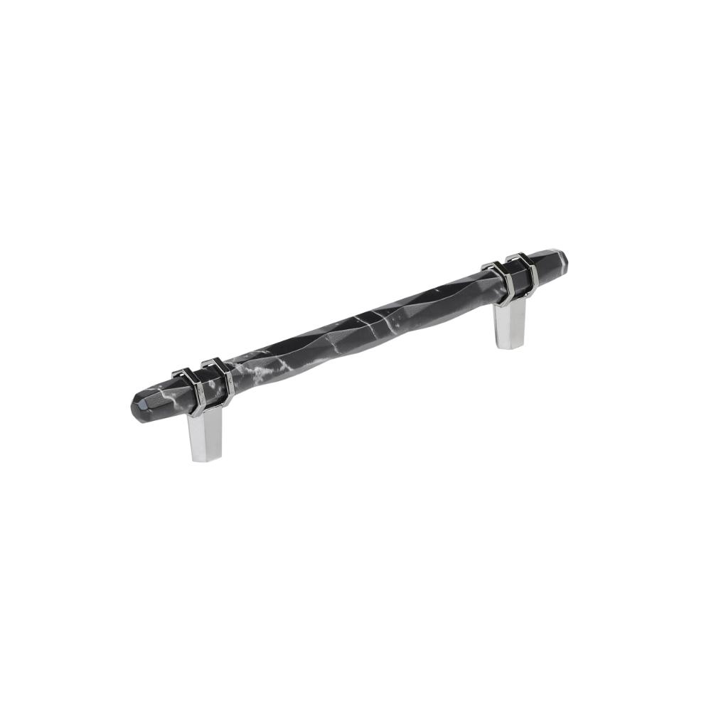 Amerock BP36650MBK26 Carrione 6-5/16 inch (160mm) Center-to-Center Marble Black/Polished Chrome Cabinet Pull