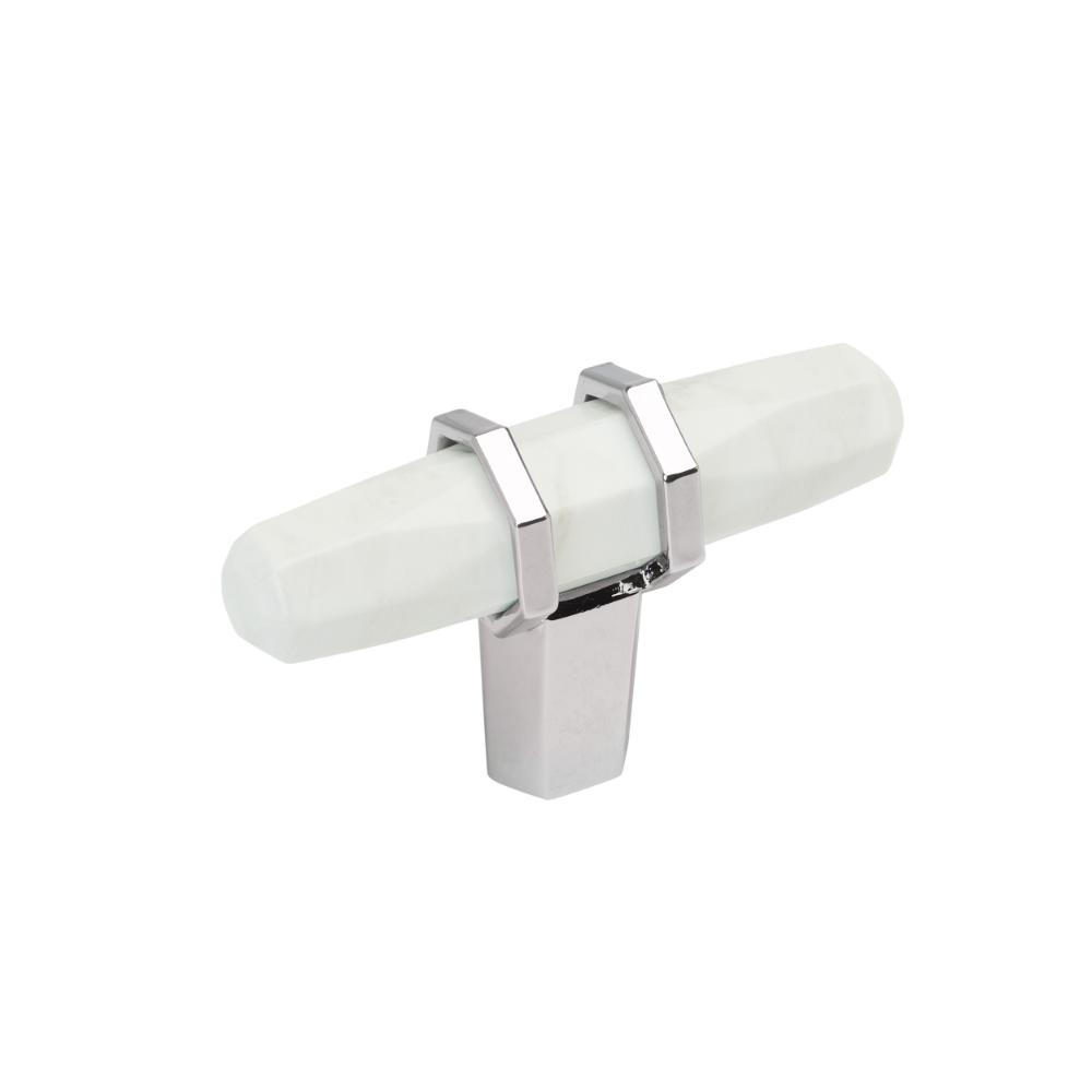 Amerock BP36647MW26 Carrione 2-1/2 inch (64mm) Length Marble White/Polished Chrome Cabinet Knob