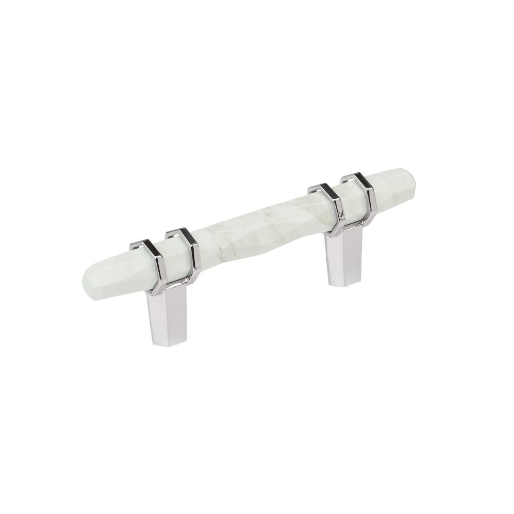 Amerock BP36639MW26 Carrione 3 inch (76mm) Center-to-Center Marble White/Polished Chrome Cabinet Pull