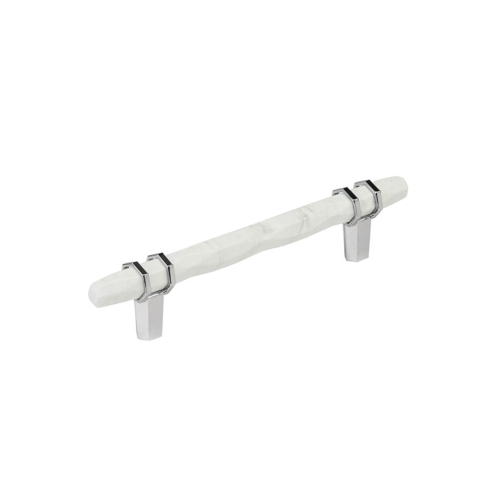 Amerock BP36649MW26 Carrione 5-1/16 inch (128mm) Center-to-Center Marble White/Polished Chrome Cabinet Pull