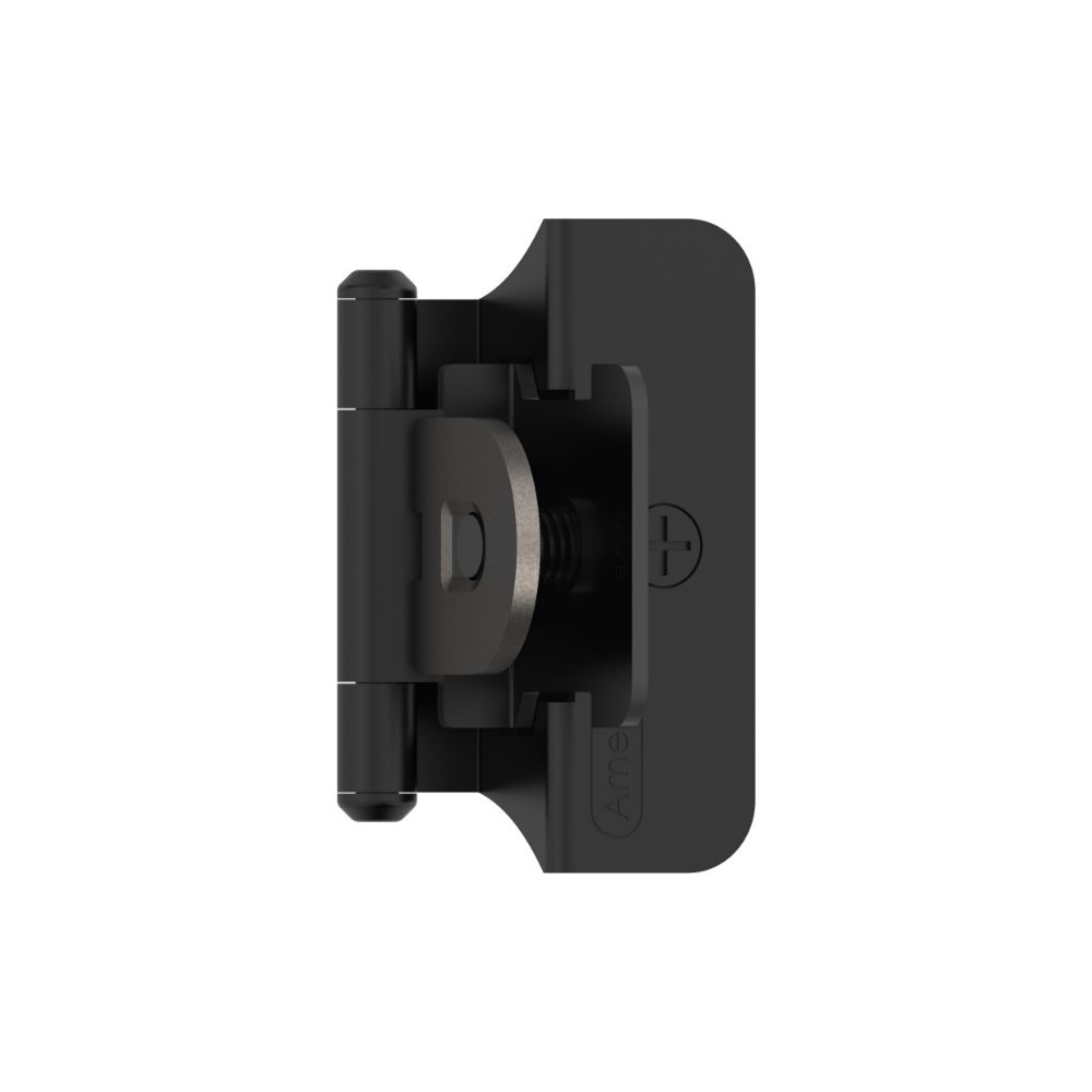 Amerock BPR8701FB 1/4 inch (6mm) Overlay Double Demountable Matte Black Cabinet Hinge - 1 Pair