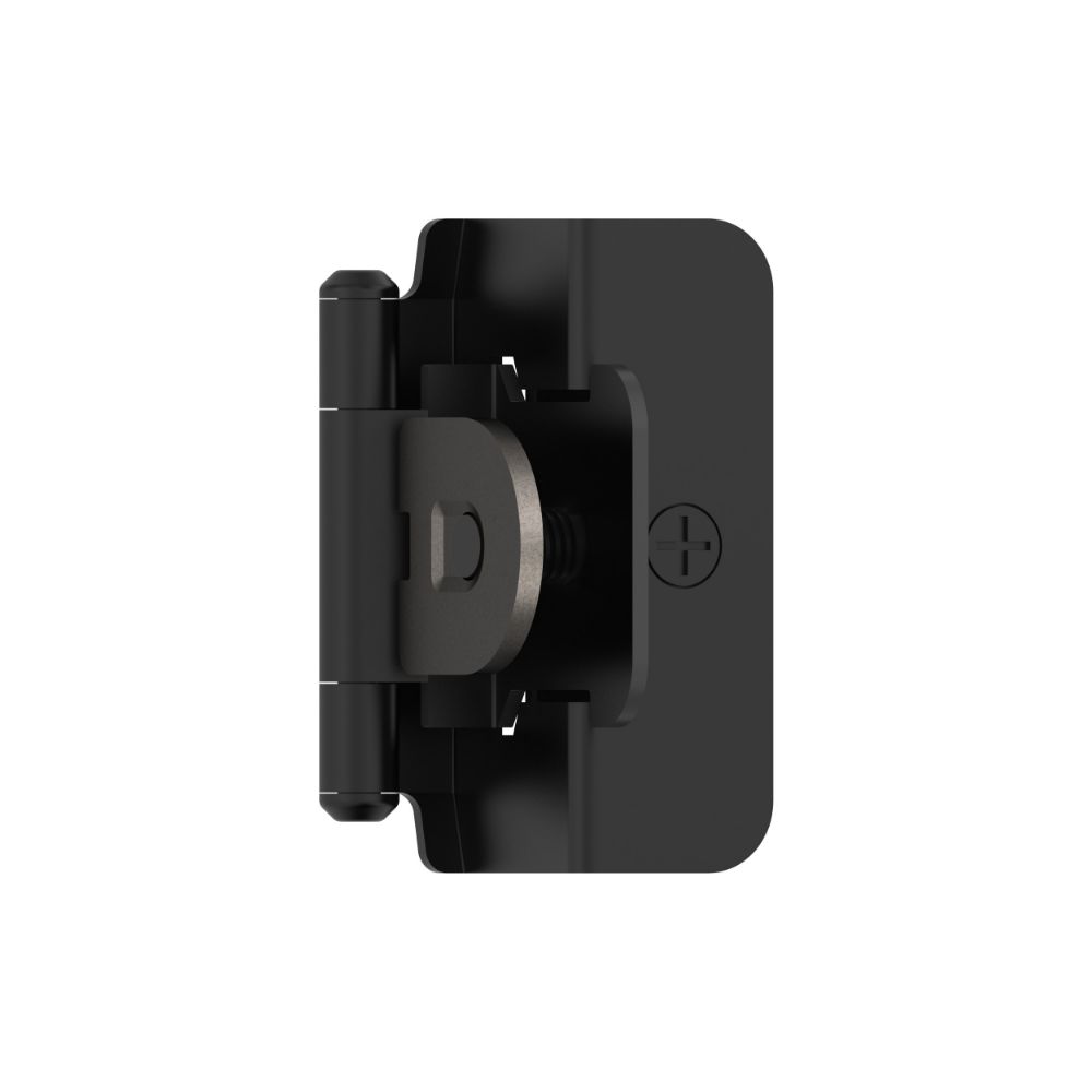 Amerock BPR8704FB 1/2 inch (13mm) Overlay Double Demountable Matte Black Cabinet Hinge - 1 Pair