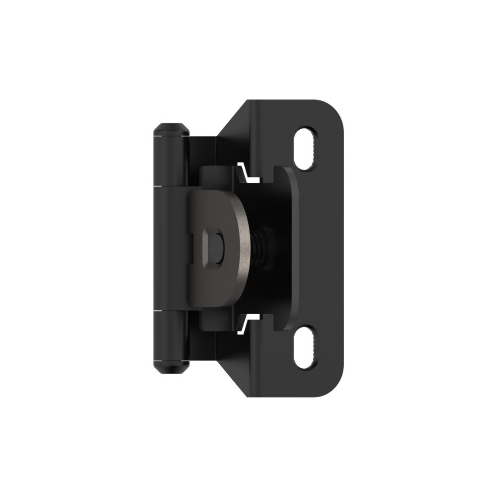 Amerock BPR8715FB 1/4 inch (6mm) Overlay Single Demountable Partial Wrap Matte Black Cabinet Hinge - 1 Pair