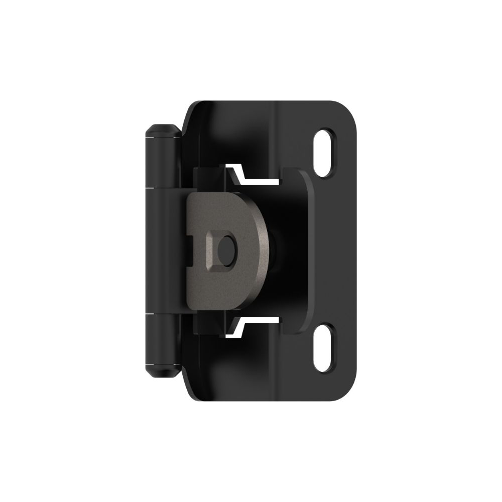 Amerock BPR8719FB 1/2 inch (13mm) Overlay Single Demountable Partial Wrap Matte Black Cabinet Hinge - 1 Pair