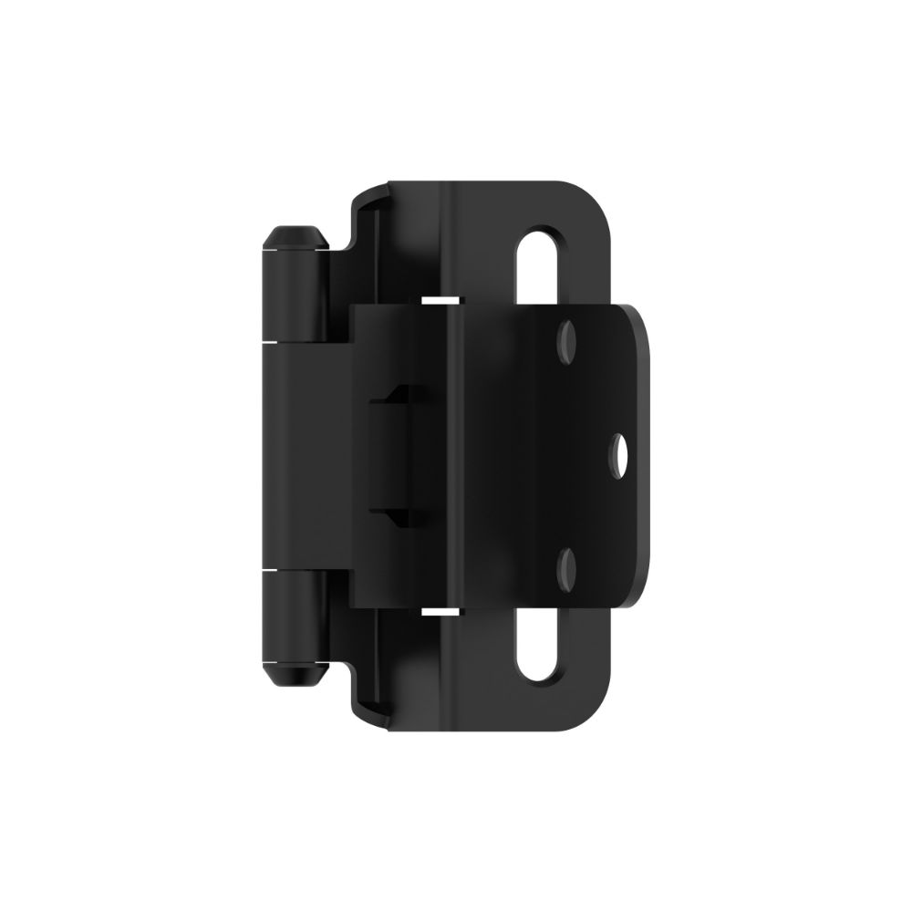 Amerock BPR7565FB 3/8 inch (10mm) Inset Self Closing Partial Wrap Matte Black Cabinet Hinge - 1 Pair