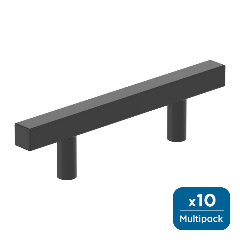 Amerock 10BX37175MB Bar Pulls Square 3 inch (76mm) Center-to-Center Matte Black Cabinet Pull - 10 Pack