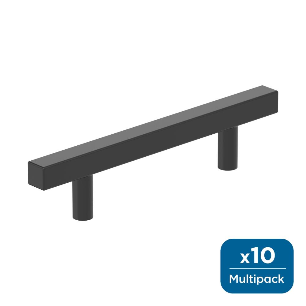 Amerock 10BX37176MB Bar Pulls Square 3-3/4 inch (96mm) Center-to-Center Matte Black Cabinet Pull - 10 Pack
