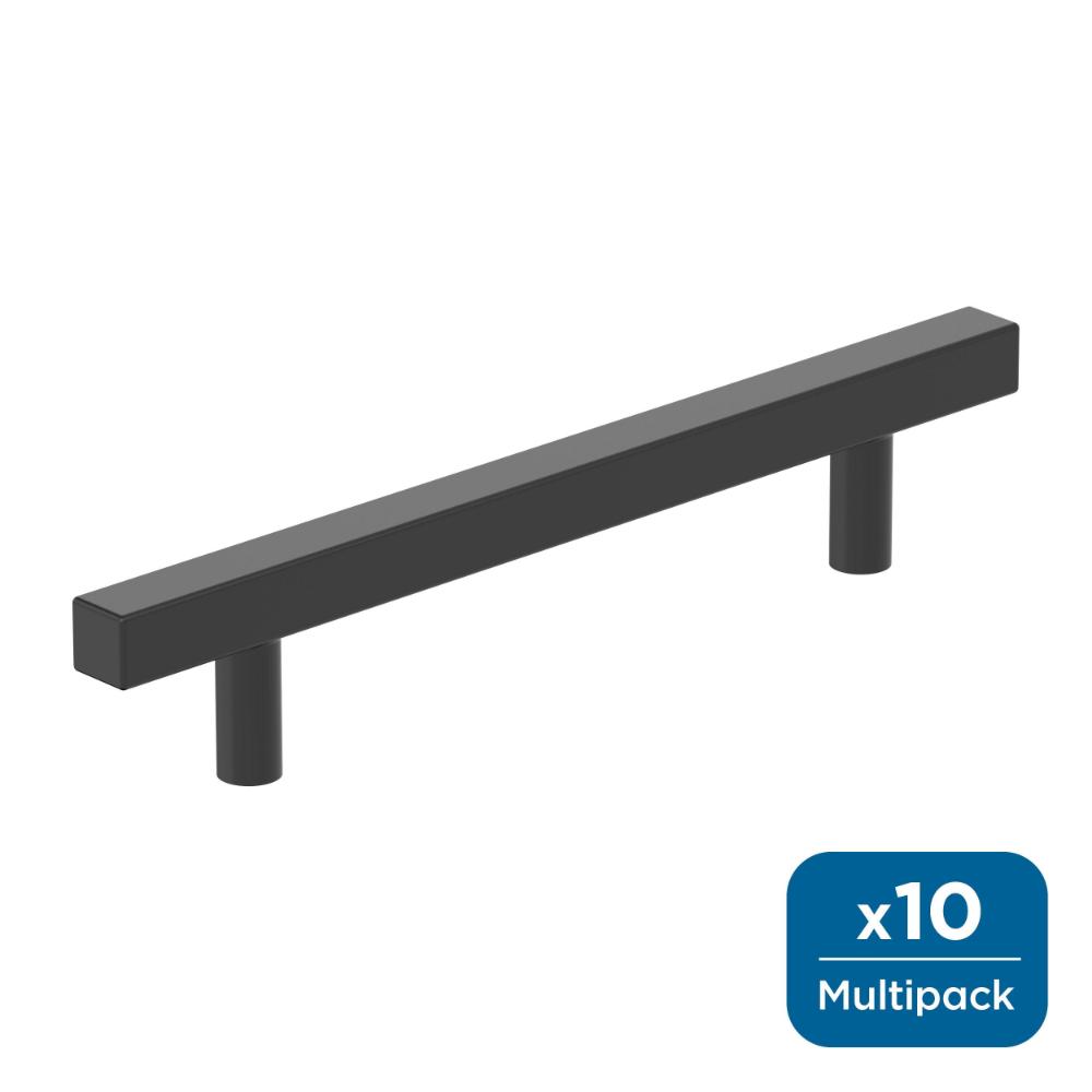Amerock 10BX37177MB Bar Pulls Square 5-1/16 inch (128mm) Center-to-Center Matte Black Cabinet Pull - 10 Pack