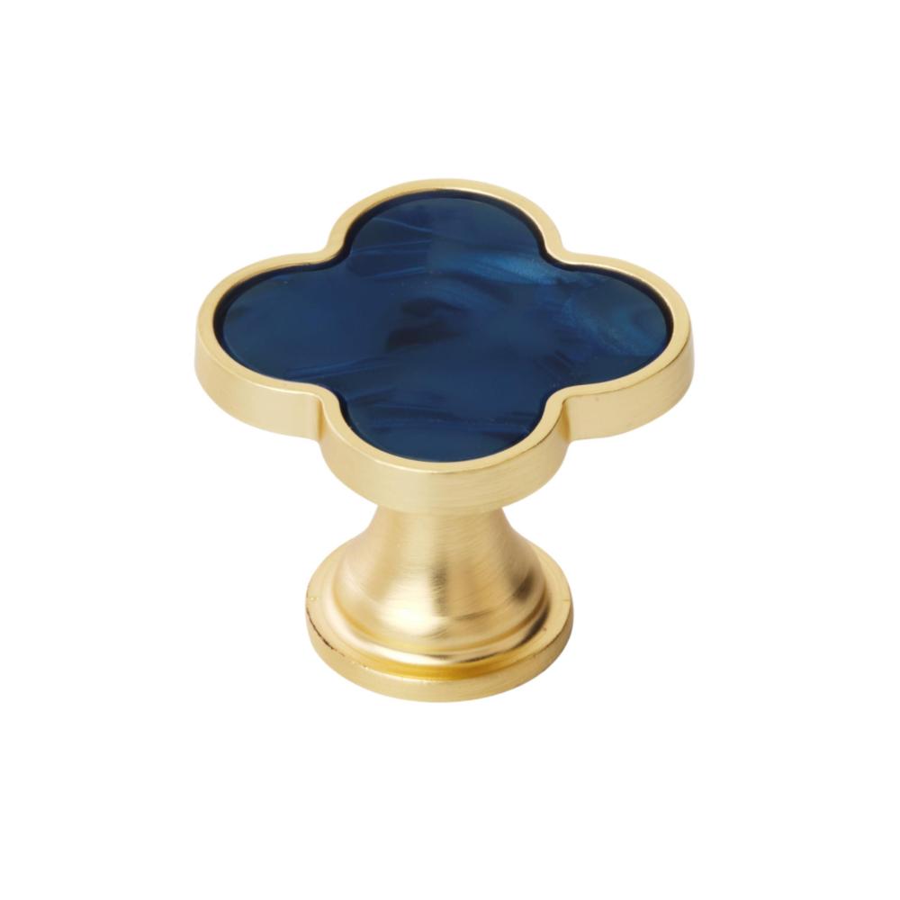 Amerock 2PK36970NVB Accents 1-1/4 inch (32mm) Length Gold/Navy Blue Cabinet Knob - 2 Pack