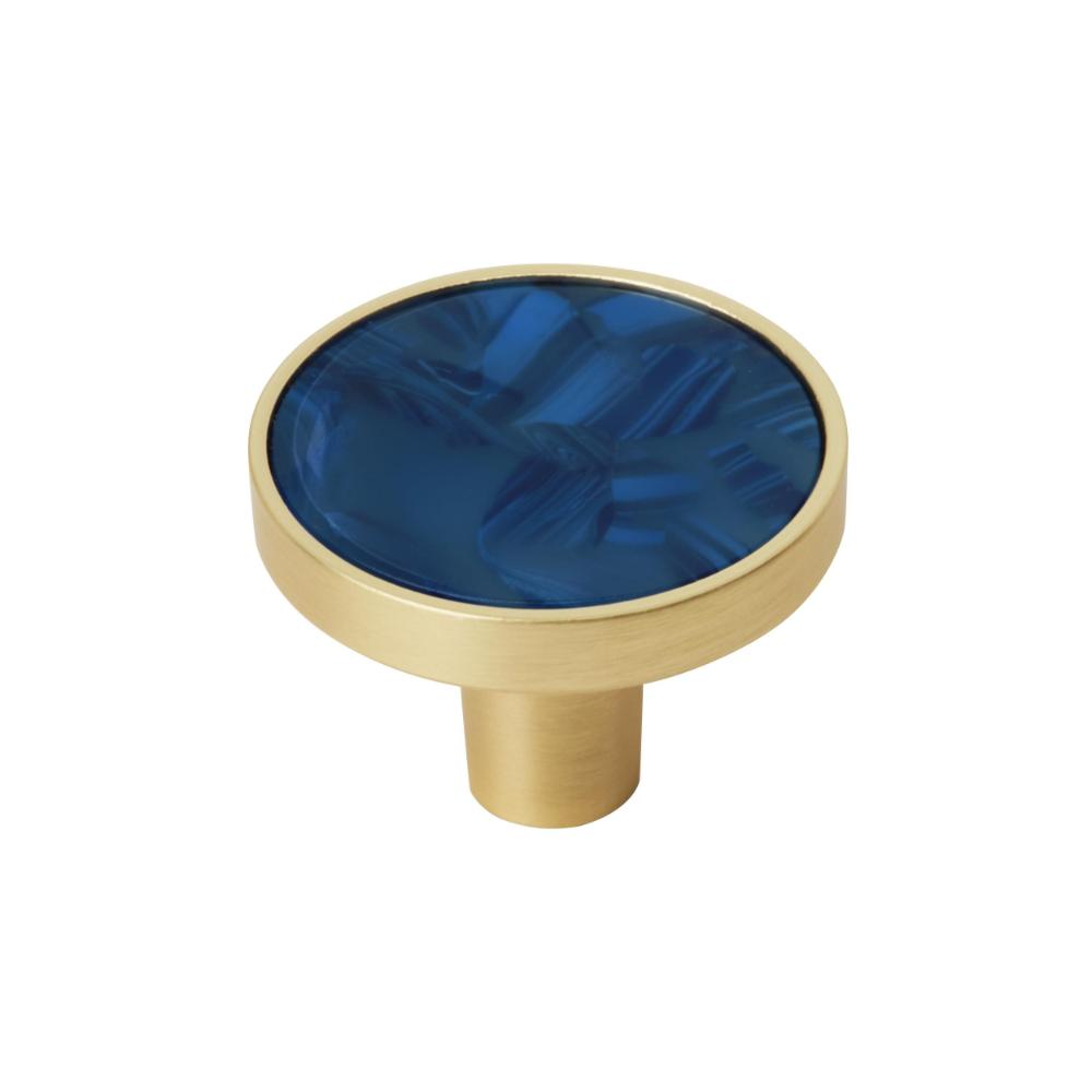 Amerock 2PK36971NVB Accents 1-1/4 inch (32mm) Diameter Gold/Navy Blue Cabinet Knob - 2 Pack