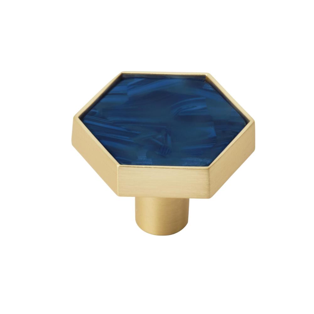 Amerock 2PK36973NVB Accents 1-5/16 inch (33mm) Length Gold/Navy Blue Cabinet Knob - 2 Pack