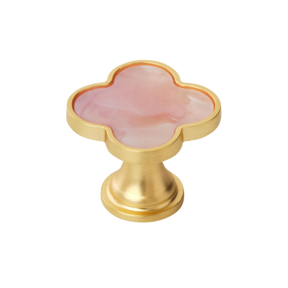 Amerock 2PK36970PNK Accents 1-1/4 inch (32mm) Length Gold/Pink Cabinet Knob - 2 Pack