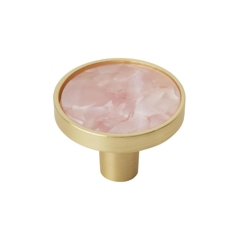 Amerock 2PK36971PNK Accents 1-1/4 inch (32mm) Diameter Gold/Pink Cabinet Knob - 2 Pack