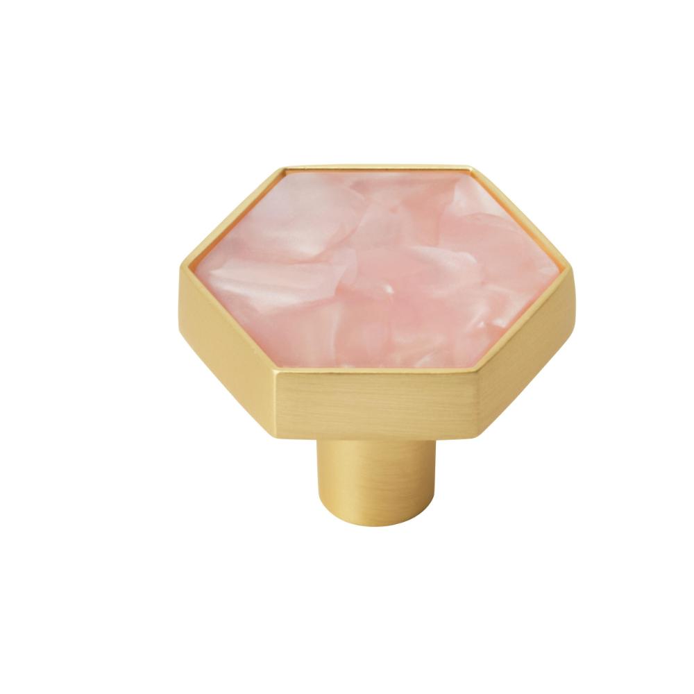 Amerock 2PK36973PNK Accents 1-5/16 inch (33mm) Length Gold/Pink Cabinet Knob - 2 Pack