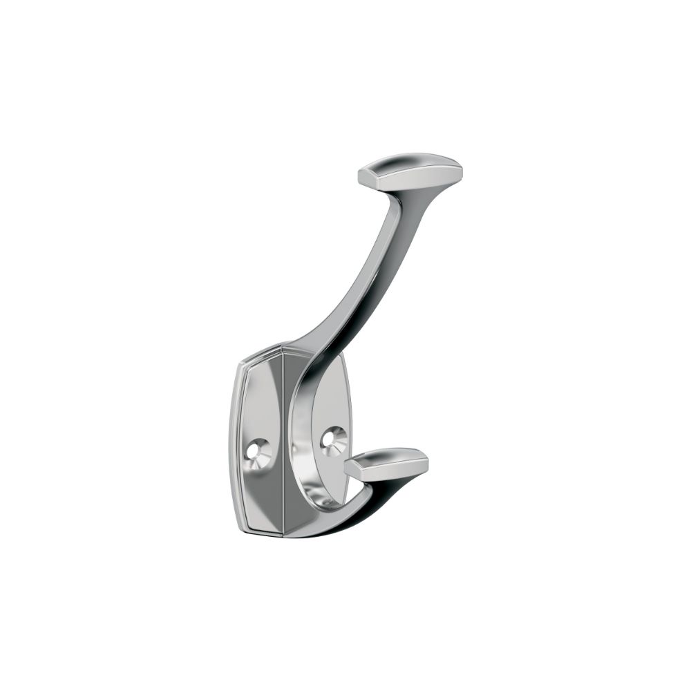 Amerock H3700126 Vicinity Traditional Double Prong Chrome Wall Hook