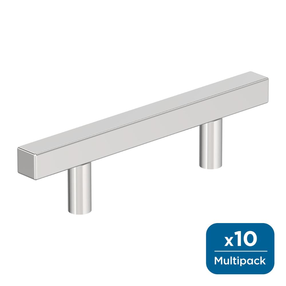 Amerock 10BX3717526 Bar Pulls Square 3 inch (76mm) Center-to-Center Polished Chrome Cabinet Pull - 10 Pack