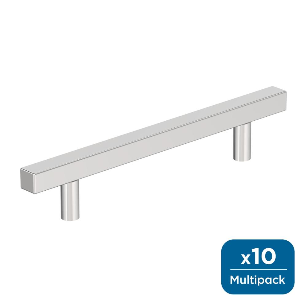 Amerock 10BX3717726 Bar Pulls Square 5-1/16 inch (128mm) Center-to-Center Polished Chrome Cabinet Pull - 10 Pack