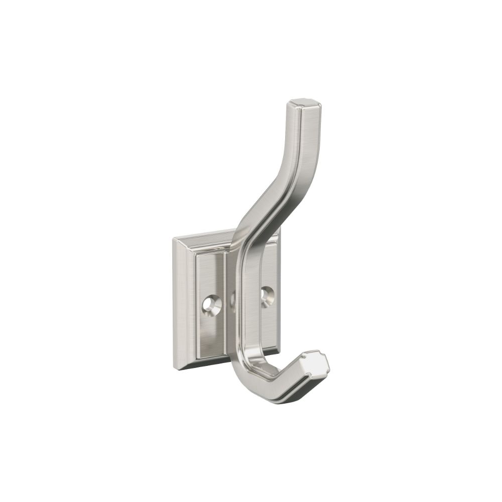 Amerock H37005G10 Aliso Transitional Double Prong Satin Nickel Wall Hook