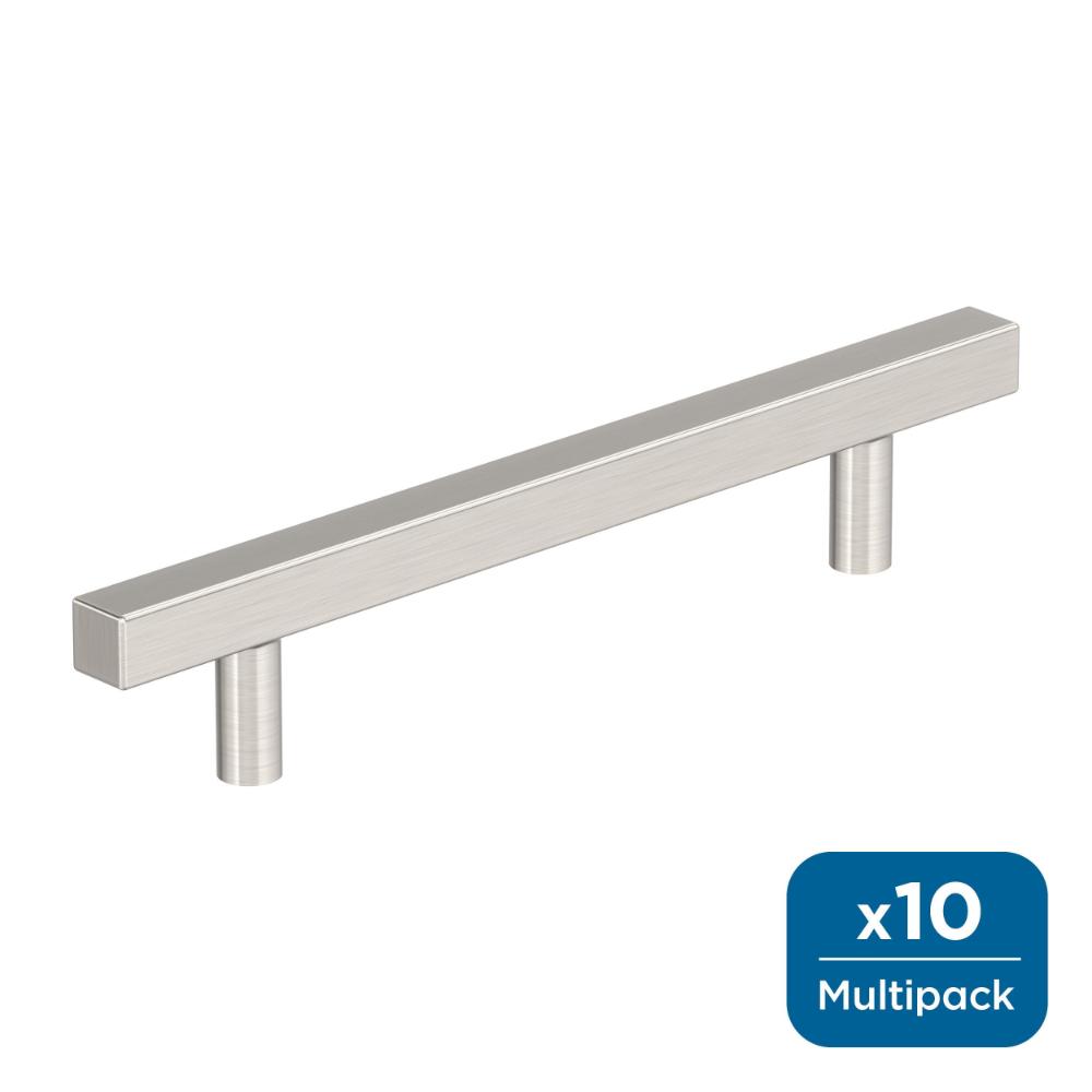 Amerock 10BX37177G10 Bar Pulls Square 5-1/16 inch (128mm) Center-to-Center Satin Nickel Cabinet Pull - 10 Pack