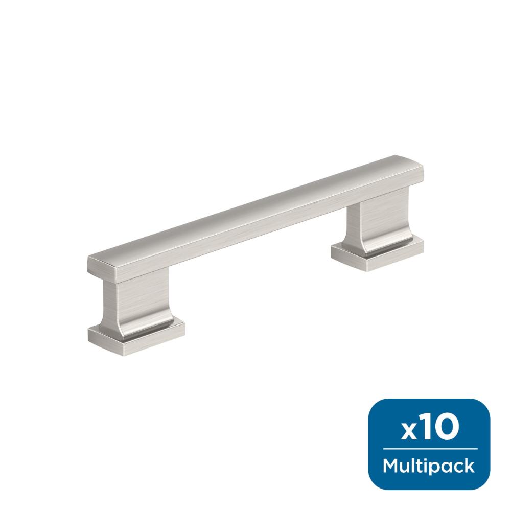 Amerock 10BX37091G10 Triomphe 3-3/4 inch (96mm) Center-to-Center Satin Nickel Cabinet Pull - 10 Pack