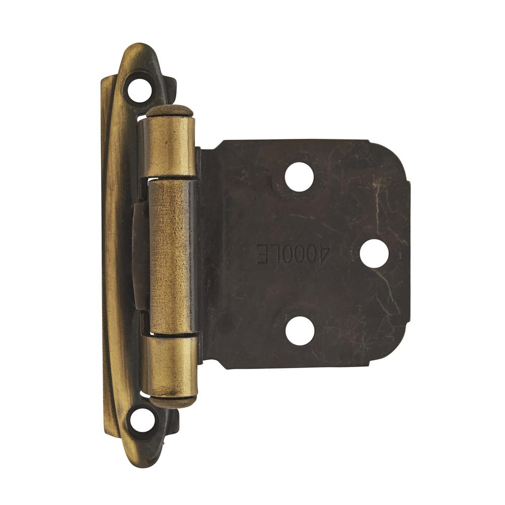 Amerock BPR7629AE Self-Closing, Face Mount Hinge with Variable Overlay - Antique Brass