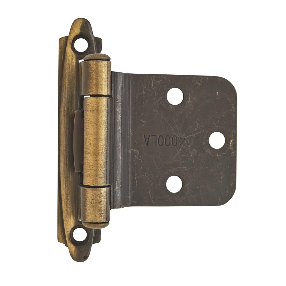 Amerock BPR7630AE Self-Closing, Face Mount Hinge with Variable Overlay - Antique Brass