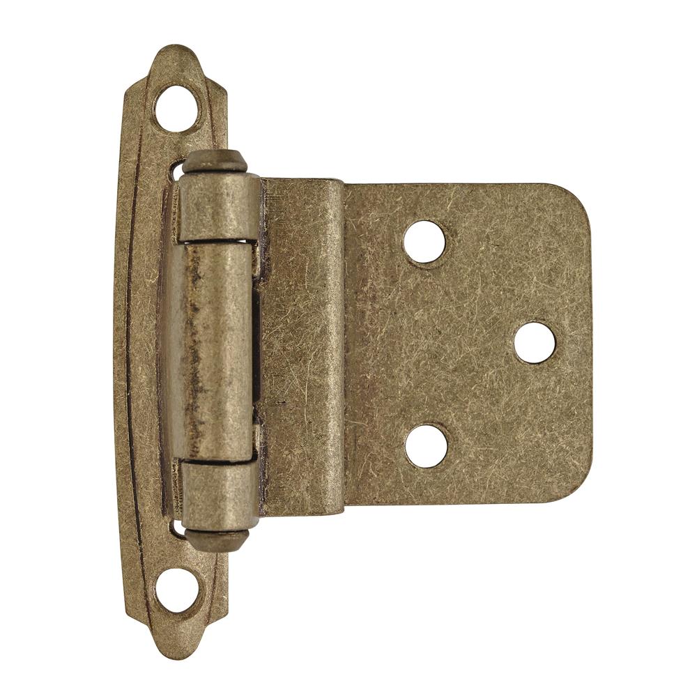 Amerock BPR3428BB 3/8 inch (10mm) Inset Self Closing Face Mount Burnished Brass Cabinet Hinge - 1 Pair