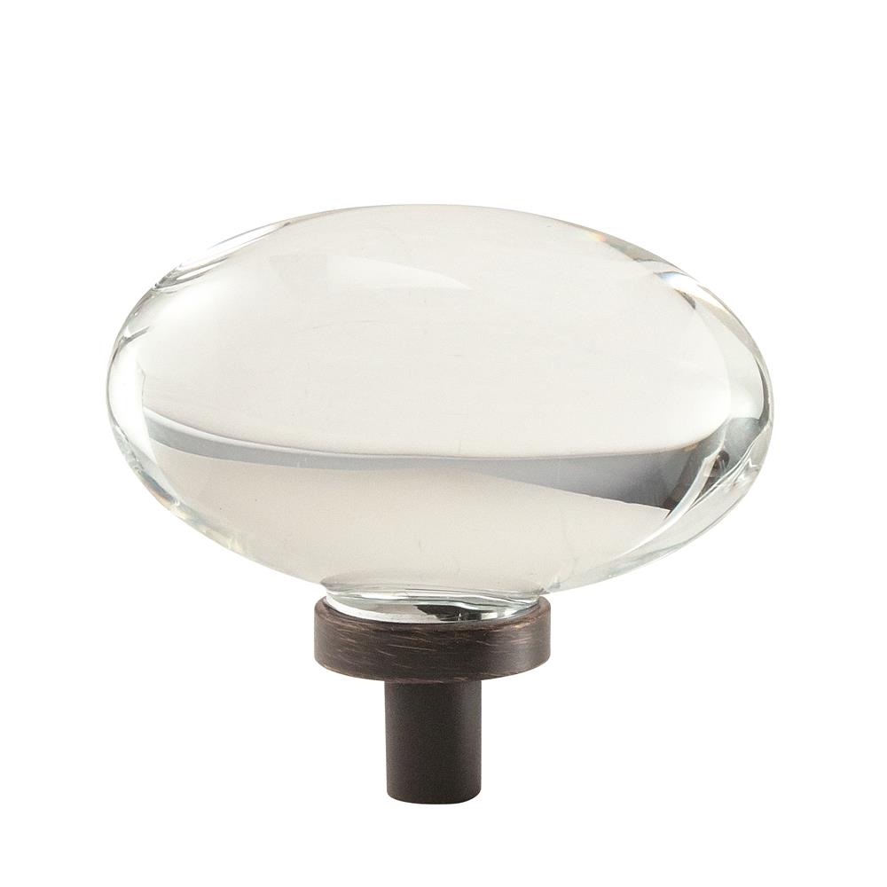 Amerock BP36651CORB Glacio Knob 1-3/4in(44mm) Diameter,  Clear Crystal/Oil-Rubbed Bronze