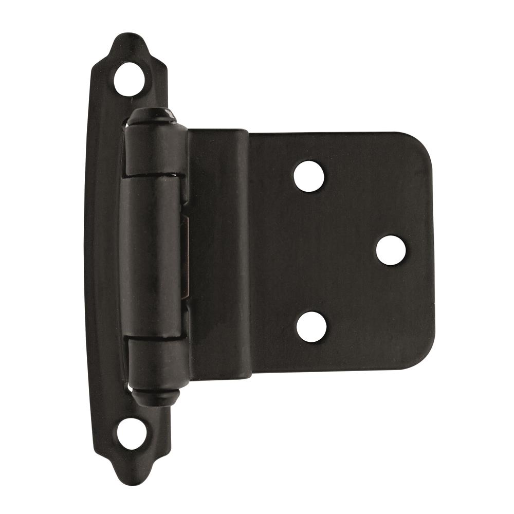 Amerock BPR3428FB Self-Closing, Face Mount Hinge with 3/8 in. (10mm) Inset - Flat Black