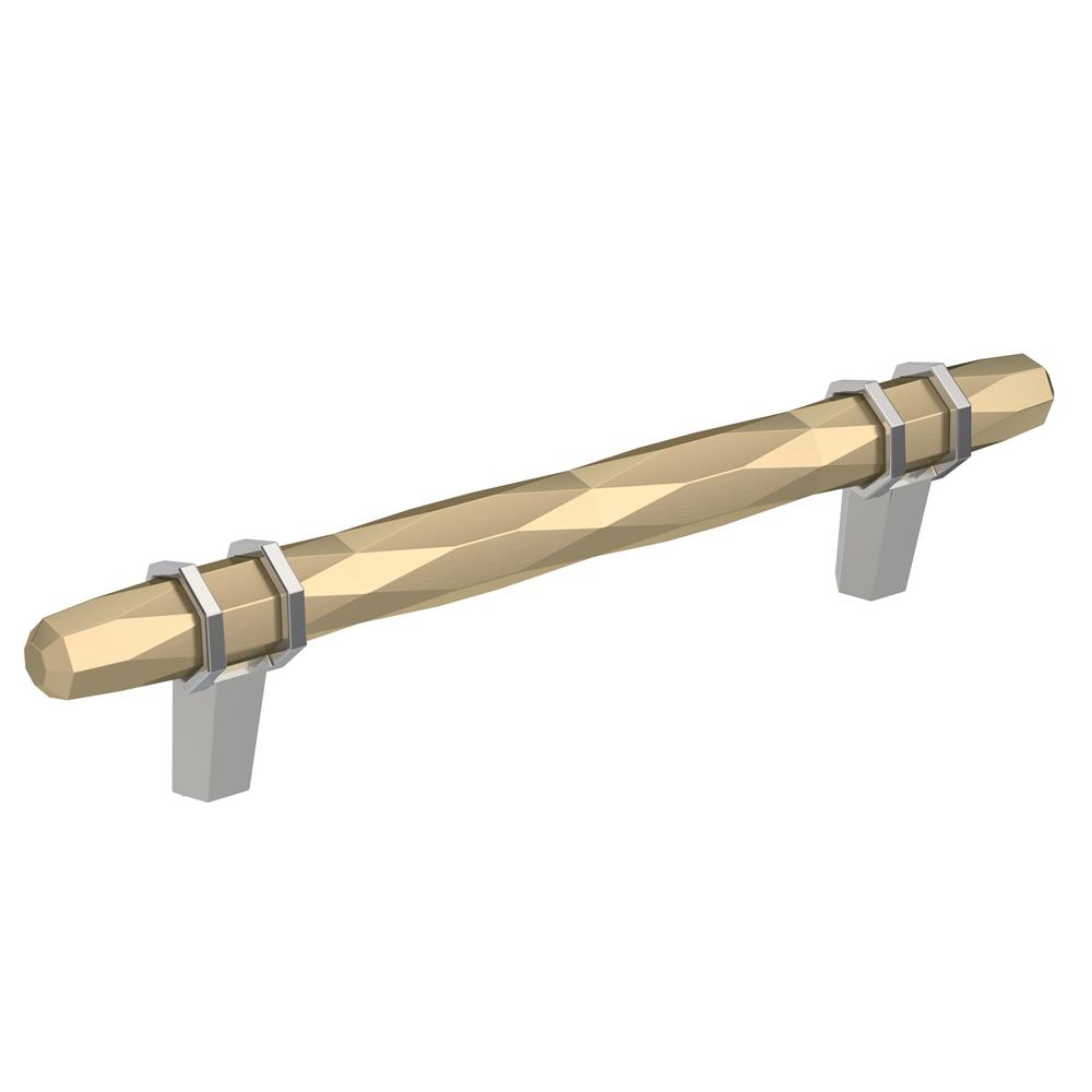 Amerock BP36649BBZ26 London 5-1/16 in (128 mm) Center-to-Center Golden Champagne/Polished Chrome Cabinet Pull