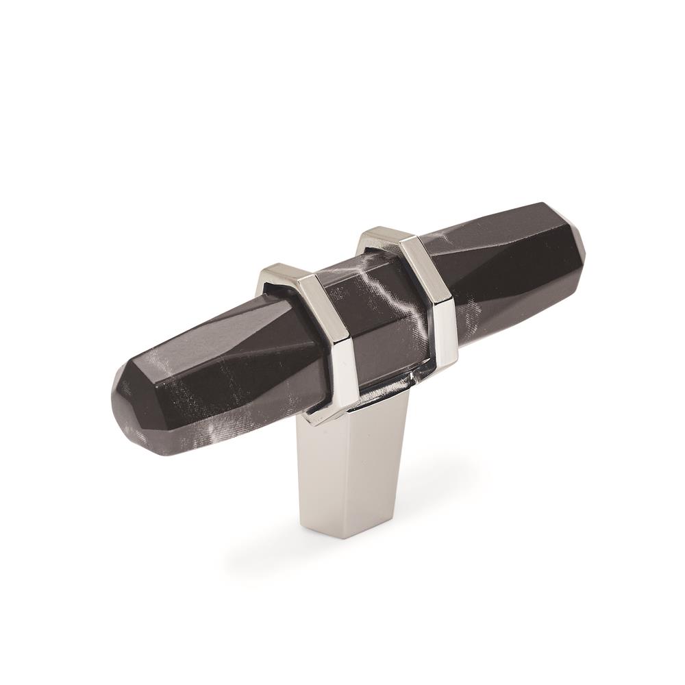 Amerock BP36647MBKPN Carrione 2-1/2 in (64 mm) Length Marble Black/Polished Nickel Cabinet Knob