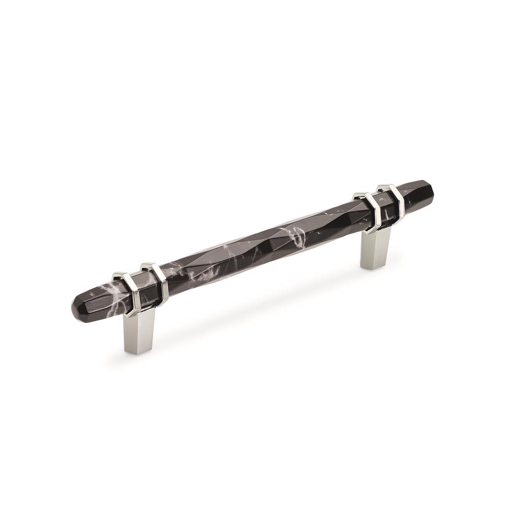 Amerock BP36649MBKPN Carrione 5-1/16 in (128 mm) Center-to-Center Marble Black/Polished Nickel Cabinet Pull