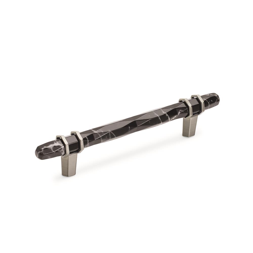 Amerock BP36649MBKG10 Carrione 5-1/16 inch (128mm) Center-to-Center Marble Black/Satin Nickel Cabinet Pull
