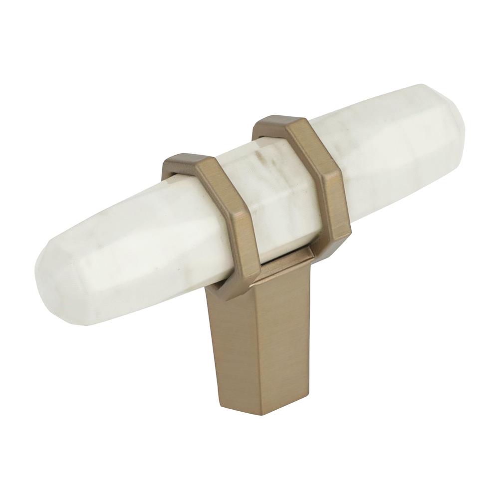 Amerock BP36647MWBBZ Carrione 2-1/2 in (64 mm) Length Marble White/Golden Champagne Cabinet Knob