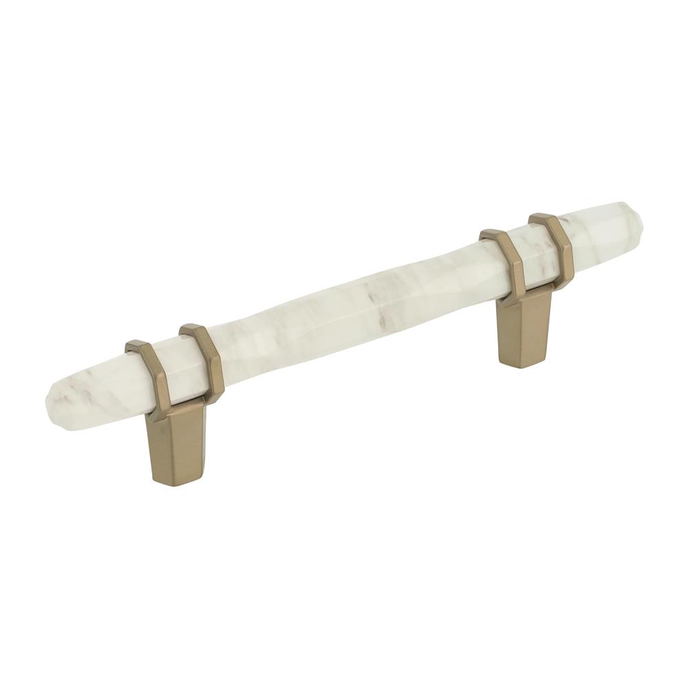 Amerock BP36648MWBBZ Carrione 3-3/4 in (96 mm) Center-to-Center Marble White/Golden Champagne Cabinet Pull