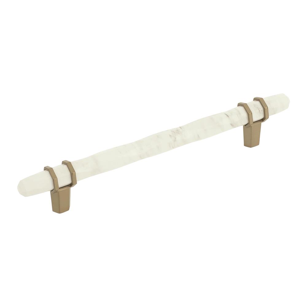 Amerock BP36650MWBBZ Carrione 6-5/16 in (160 mm) Center-to-Center Marble White/Golden Champagne Cabinet Pull