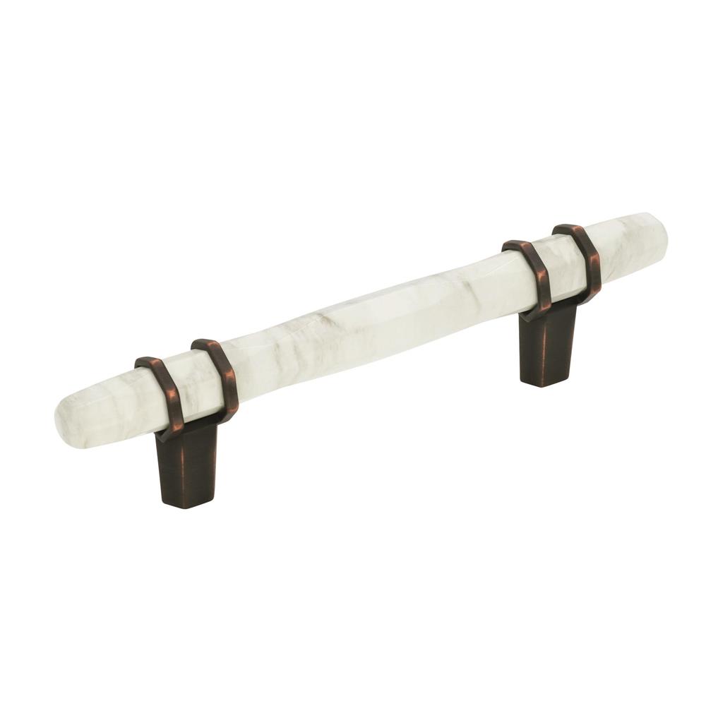 Amerock BP36648MWORB Carrione 3-3/4 in (96 mm) Center-to-Center Marble White/Oil-Rubbed Bronze Cabinet Pull