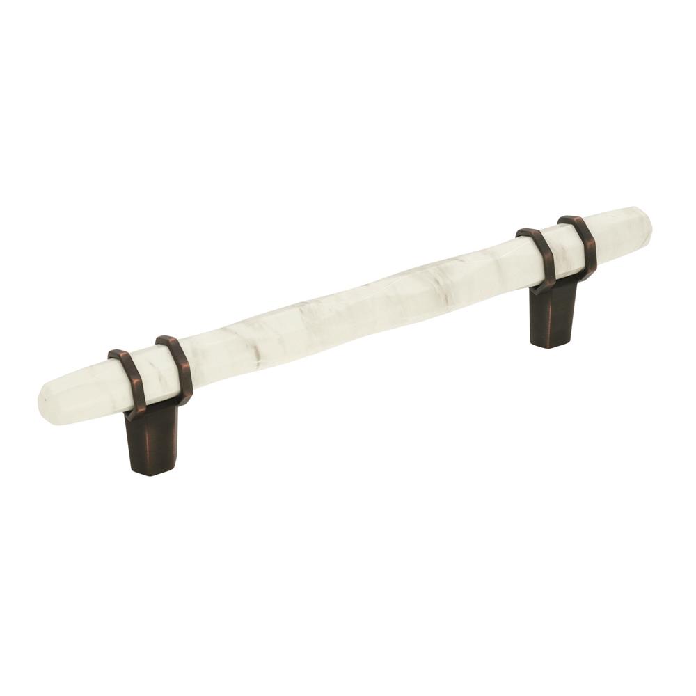 Amerock BP36649MWORB Carrione 5-1/16 in (128 mm) Center-to-Center Marble White/Oil-Rubbed Bronze Cabinet Pull